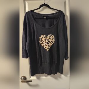 Lane Bryant Leaopard Print Heart Sweater